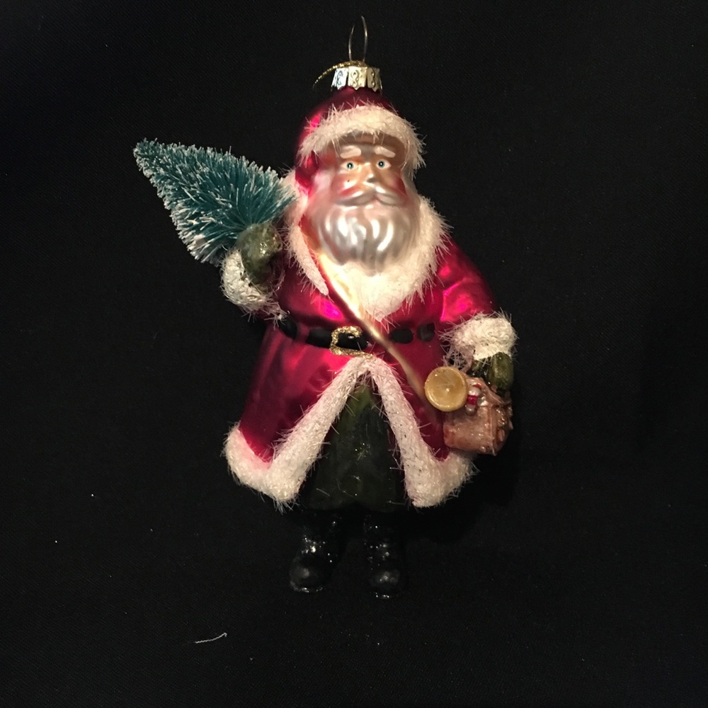 Vintage Style Blown Glass Santa Ornament